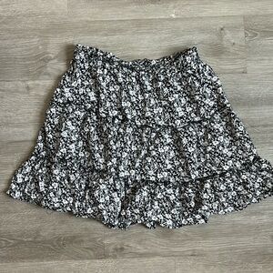 Black & White Floral Mini Skirt